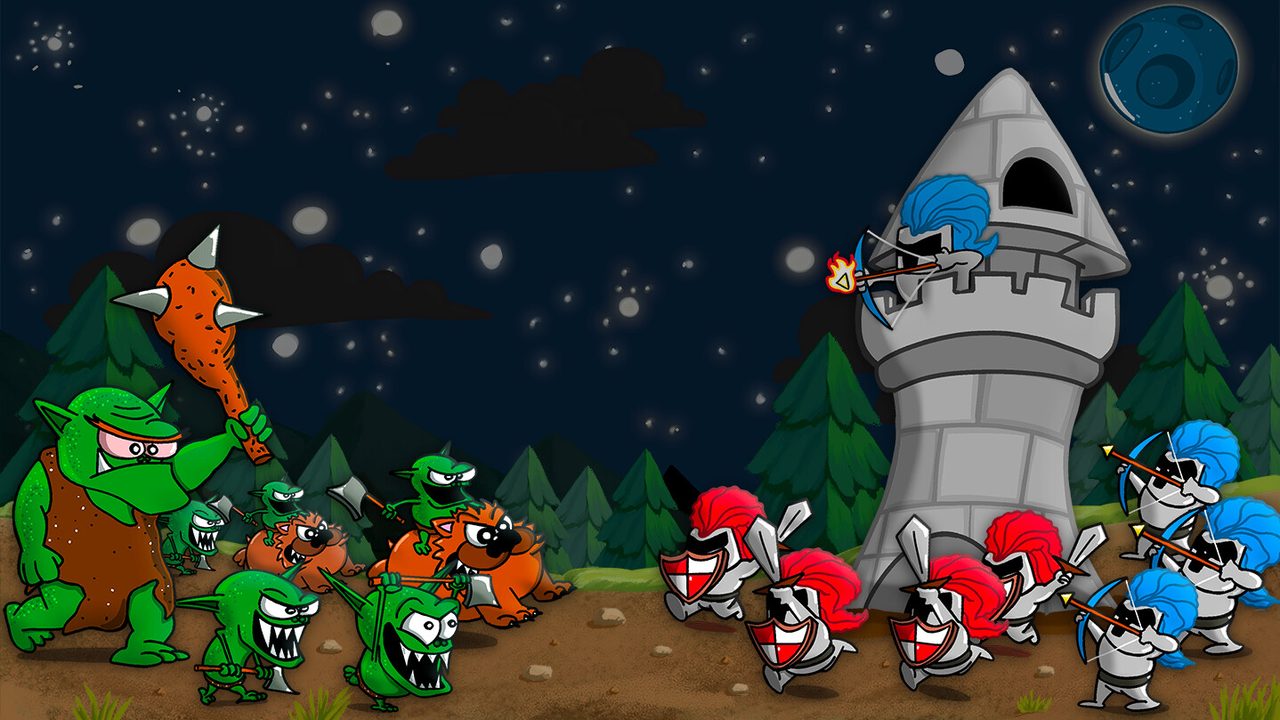 Crown Siege defenders holding a castle gate against an attacking horde