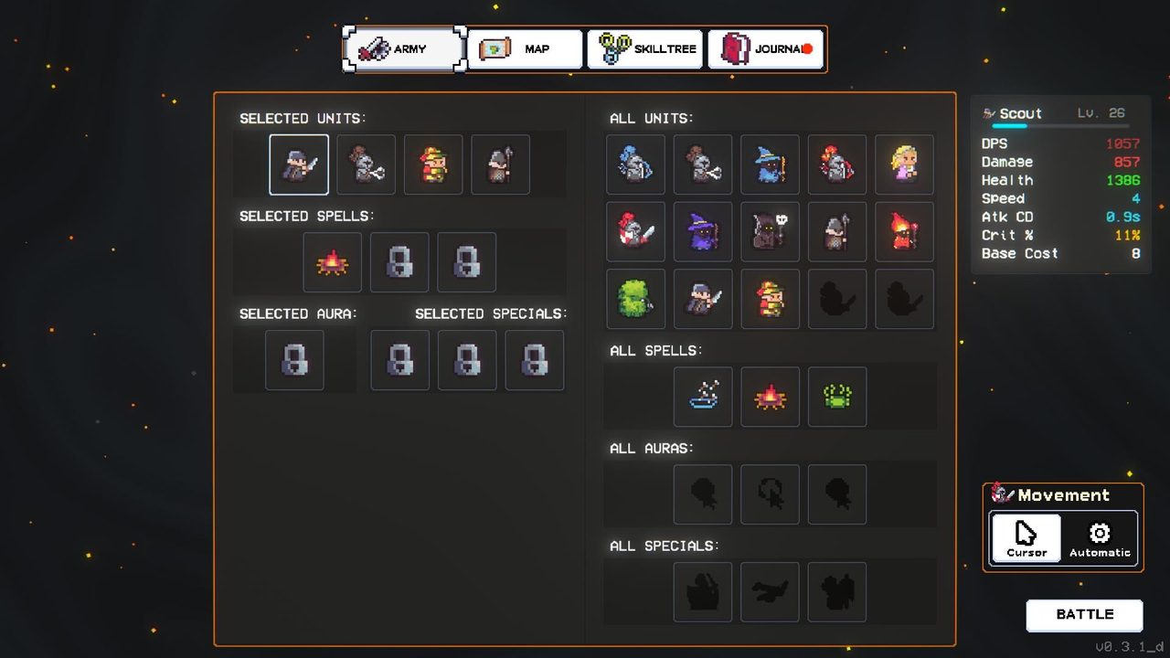 Crown Siege unit selection and upgrade panel open during a battle