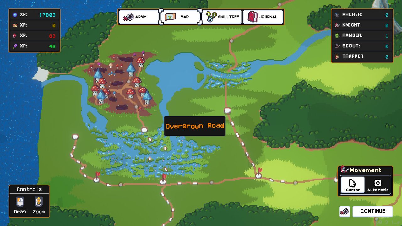 Crown Siege world map showing the Overgrown Ruins node